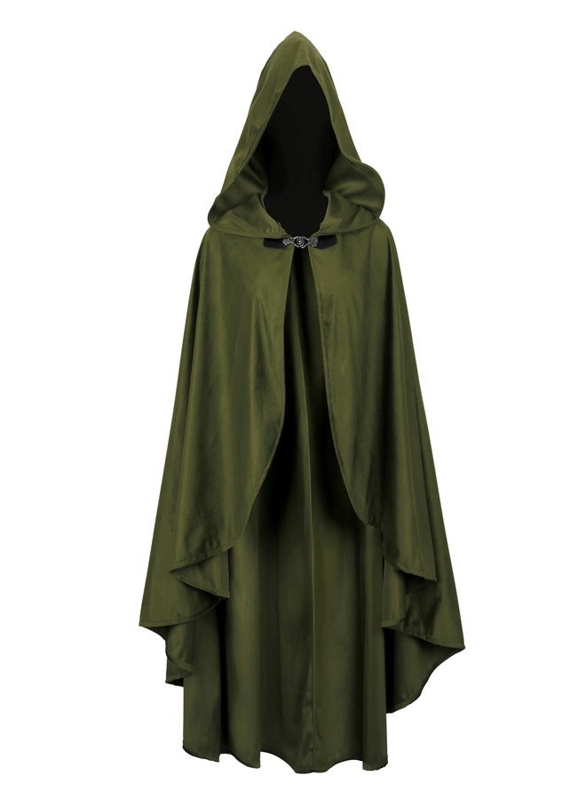 JEGERMIG Fairy Hooded Cloak Renaissance Costume Medieval Cosplay Wizard Witch Cape Green - Image 2
